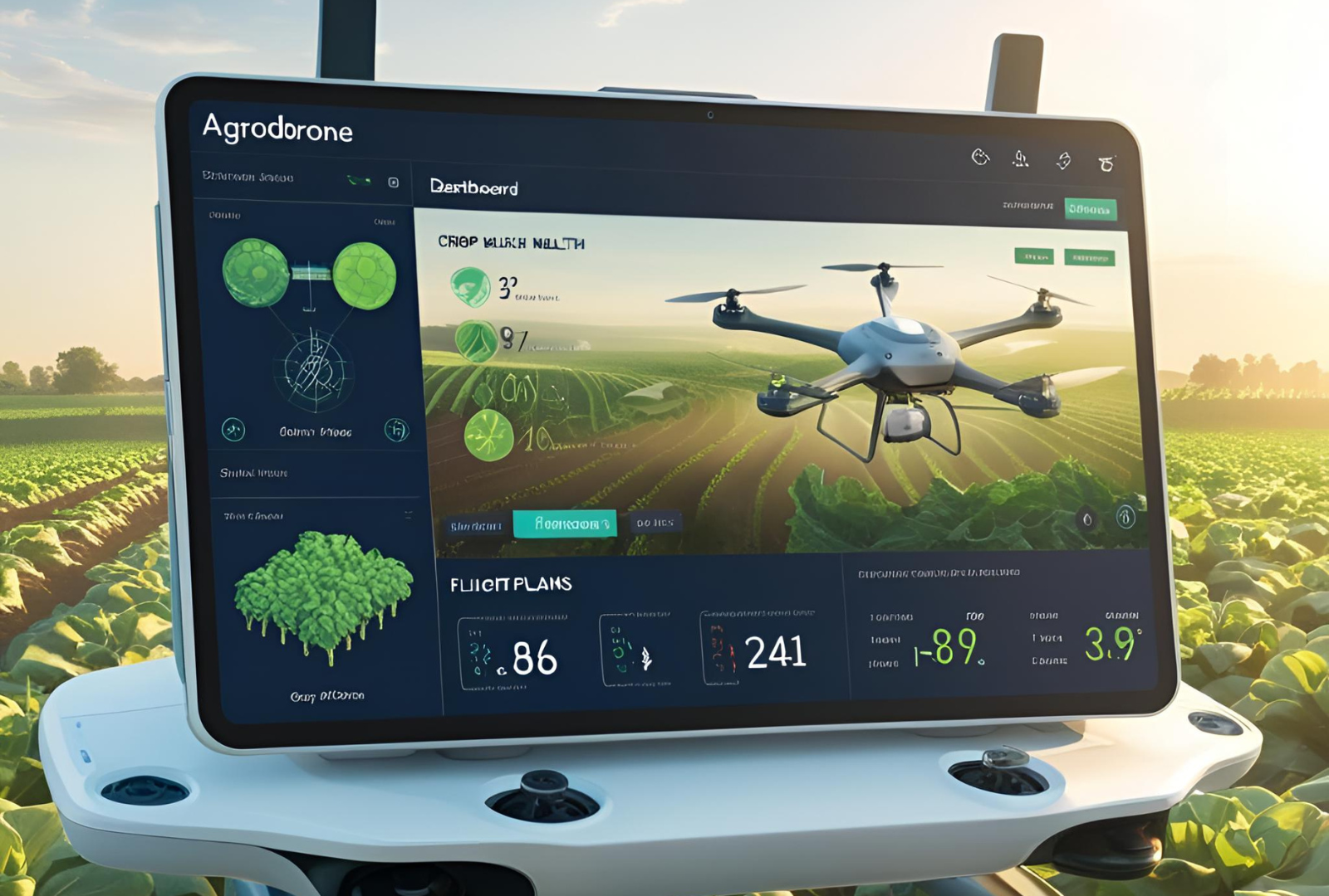 Memnun çiftçi ve drone
